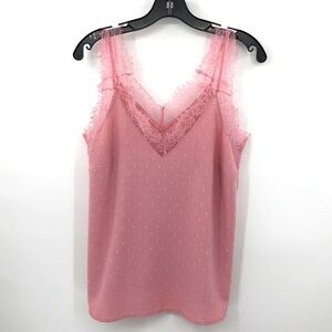 3/$25 Shein Size Small (US 4) Pink Tank Top With Lace Edging, Texture